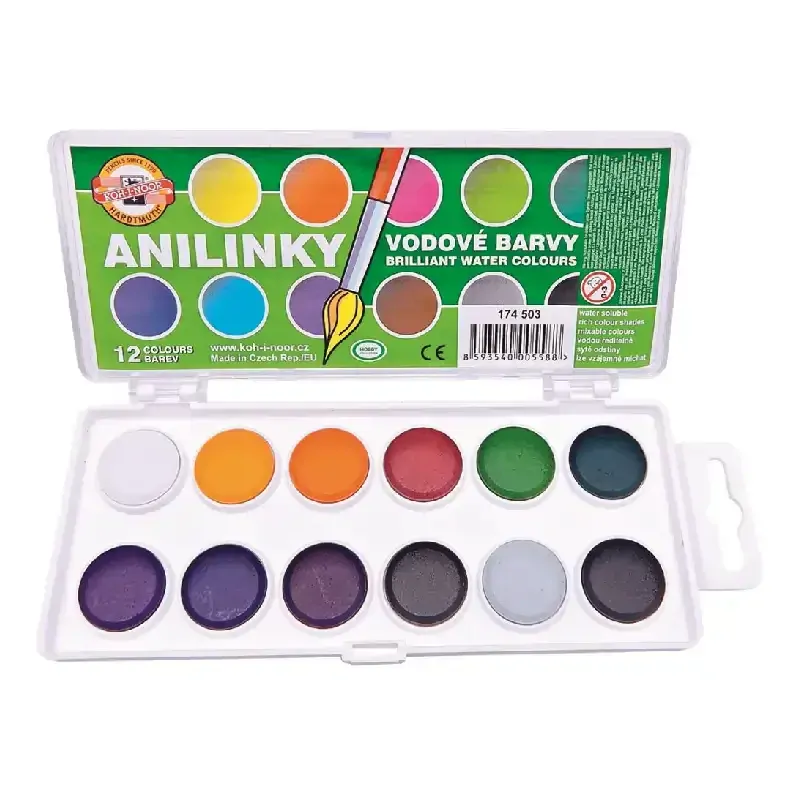 Anilinky - vodové barvy KOH-I-NOOR - 12 barev