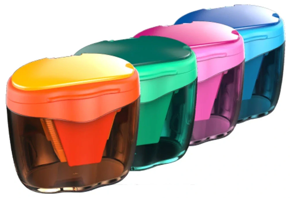 ořezávátko EISEN plast na 3 tužky se zásobníkem 468T - mix barev