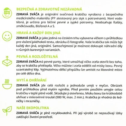 Svačinový box Zdravá sváča - zelený/ žlutý