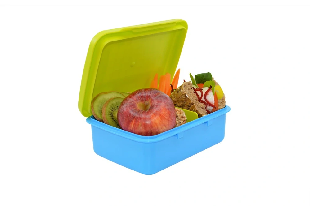 Svačinový box Zdravá sváča - modrý/ zelený