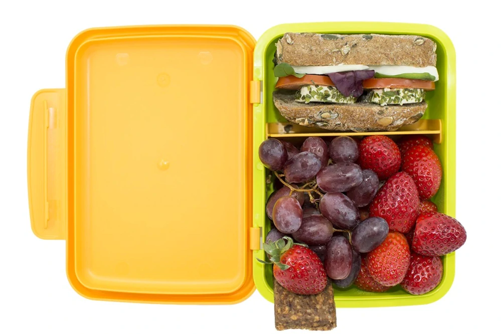 Svačinový box Zdravá sváča - zelený/ žlutý