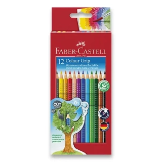 Akvarelové pastelky FABER-CASTELL Grip - 12 barev • Trojhranné