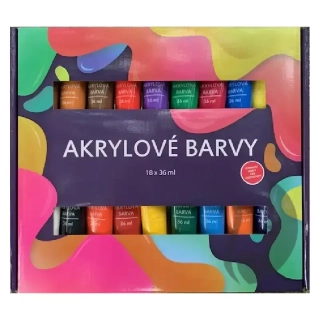 Akrylové barvy - 18 barev, 36 ml