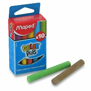 Školní křídy na tabuli MAPED - barevné, 10ks - bezprašné