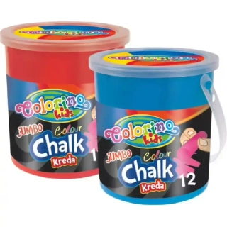 Křídy na chodník v kyblíku - barevné, 12 barev - kulaté