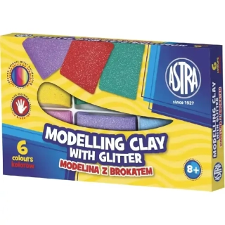modelína ASTRA teplem tvrditelná 6 barev - GLITTER