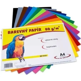 Barevný papír A4/60 listů/80g - mix 12 barev