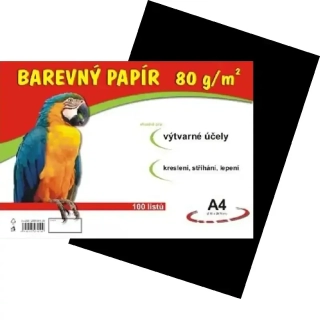 Barevný papír A4 - černý