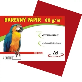 Barevný papír A4 - červený