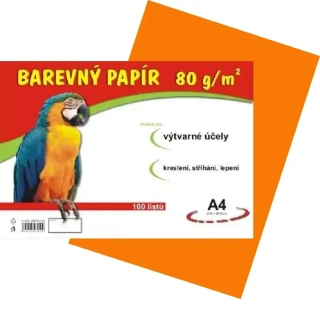 Barevný papír A4 - oranžový