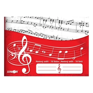 Školní notový sešit na hudební výchovu • A5 - malý • 16 listů • notová osnova