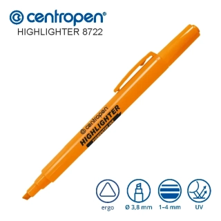 Zvýrazňovač 8722 - Oranžový - Centropen Highlighter