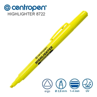 Zvýrazňovač 8722 - Žlutý - Centropen Highlighter