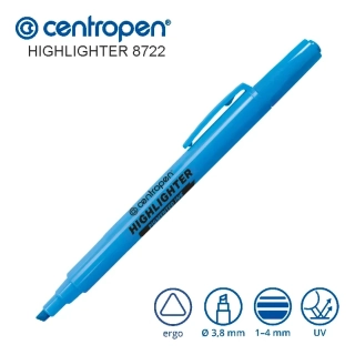 Zvýrazňovač 8722 - Modrý - Centropen Highlighter