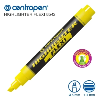 Zvýrazňovač 8542 - Žlutý - Centropen Highlighter FLEXI