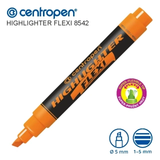 Zvýrazňovač 8542 - Oranžový - Centropen Highlighter FLEXI
