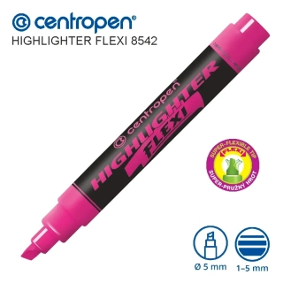 Zvýrazňovač 8542 - Růžový - Centropen Highlighter FLEXI
