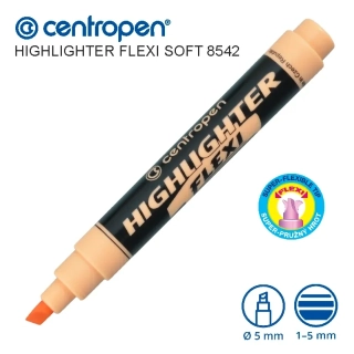 Zvýrazňovač pastelový 8542 - soft Oranžový - Centropen Highlighter FLEXI