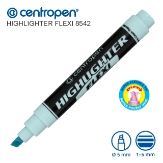 Zvýrazňovač pastelový 8542 - soft Modrý - Centropen Highlighter FLEXI