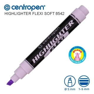 Zvýrazňovač pastelový 8542 - soft Fialový - Centropen Highlighter FLEXI
