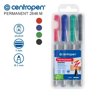 Sada 4 permanentních popisovačů Centropen 2846 M – mix barev, 1 mm