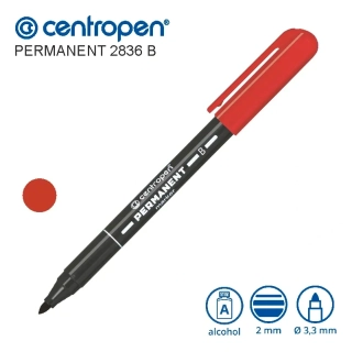 Permanentní popisovač Centropen 2836 B – červený, 2 mm