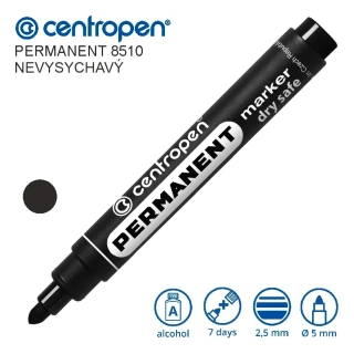 Permanentní popisovač Centropen 8510 nevysychavý – černý, 2,5 mm