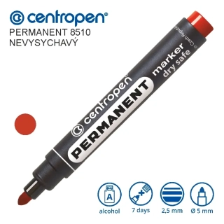Permanentní popisovač Centropen 8510 nevysychavý – červený, 2,5 mm