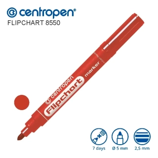 Centropen Flipchart 8550 – červený, kulatý hrot 2,5 mm