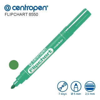 Centropen Flipchart 8550 – zelený, kulatý hrot 2,5 mm