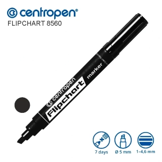 Centropen Flipchart 8560 – černý, zkosený hrot 1–4,6 mm