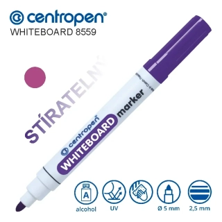 Stíratelný popisovač Centropen Whiteboard 8559 – fialový, kulatý hrot 2,5 mm