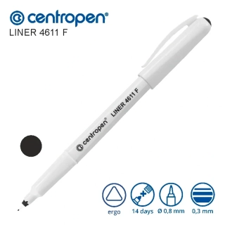 Centropen 4611 F Liner – mikrofix, černý, hrot 0,3 mm