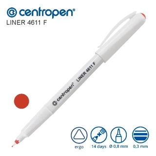 Centropen 4611 F Liner – mikrofix, červený, hrot 0,3 mm