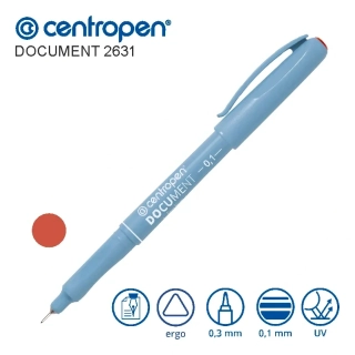 Centropen Document 2631 – liner, červený, hrot 0,1 mm
