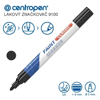 Lakový popisovač Centropen 9100 – černý, hrot 1–5 mm