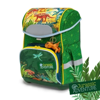Anatomická školní aktovka Jurassic adventure - dinosaurus, zelená