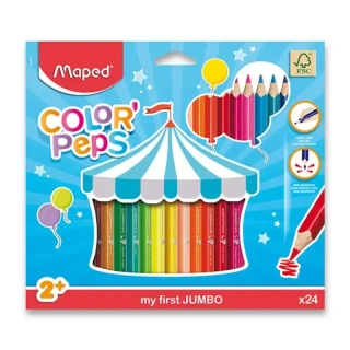 Silné pastelky MAPED Jumbo - 24 barev • Trojhranné